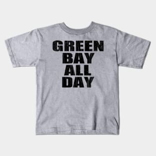 Green Bay All Day // Black Kids T-Shirt